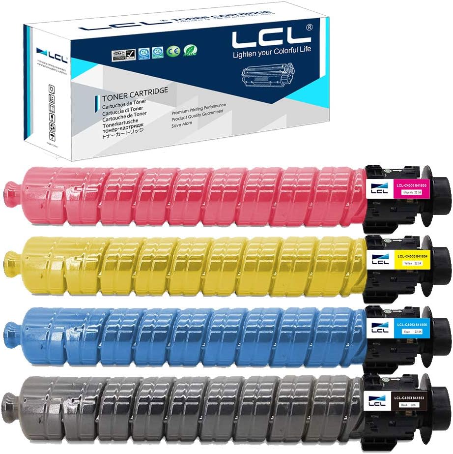 LCL Compatible Toner Cartridge 841853 841856 841855 841854 Aficio Mp C4503 MP C5503 MP C6003 (4K KCMY) Replacement for Ricoh Aficio MP C4503a sp C4503sp C5503a sp C5503sp C6003sp MP-C-4503 MP-C-5503