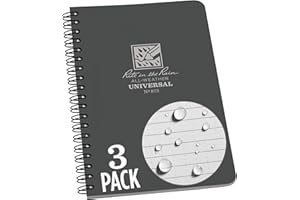 Rite in the Rain Weatherproof Side Spiral Notebook, 4.625" x 7", Gray Cover, Universal Pattern, 3 Pack (No. 873L3)