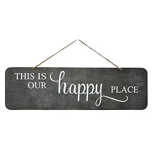 NIKKY HOME This is Our Happy Place Metal Wall Plaque Decorative Sign with Quote