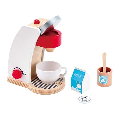 Hape My Coffee Machine Wooden Play Kitchen Set with Accessories White