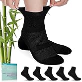 Revosoxs Diabetic Socks for Men Women,5 Pairs Bamboo Viscose Diabetic Ankle Socks for Women,Non-Binding Diabetic Socks 7-9 9-11(Black-Medium)