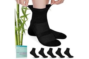 Revosoxs Diabetic Socks for Men Women,5 Pairs Bamboo Non-Binding Diabetic Ankle Socks for Women(Black-Large)