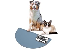 Should We Go? - Waterproof Silicone Pet Food Mat - Non-Slip, Spill-Proof Feeding Mats for Floors, Raised Edge Design, Easy-to-Clean, Durable Flexible Rubber Mat for Dog & Cat Bowls, Medium-Ocean Blue