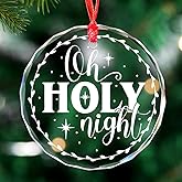 Oh Holy Night Round Christmas Ornament Christmas Tree Decoration Glass Ornament Xmas Gift