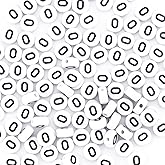 Sunrica 300Pcs Vowel Letter Pony Beads for Friendship Bracelets Making 4X7mm Individual Round White Alphabet Beads O