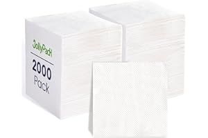 JollyPack 2000 Count White Beverage Napkins - 1-Ply 4.9 x 4.9 Folded Bulk Cocktail Napkins Paper, Lunch Paper for Restaurants, Bar and Party - 9.8 x 9.8 Unfolded