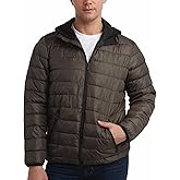 Perry Ellis Mens Puffer Jacket - Quilted Packable Down Winter Jacket with Hood - Lightweight Winter Coat for Men