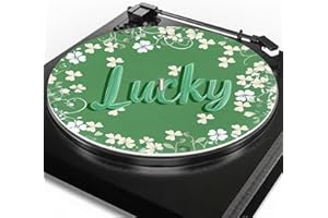 Qehuruxo Slipmatt Felt Disc for Crosley Black Velvet Cloth 1Pcs Thin Anti Static Turntable Mat Antistatic Flat Record Player Slip Mat Phonograph Mat Pad Shamrock Design