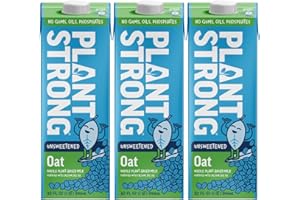 PLANTSTRONG Oat Milk Unsweetened 32oz (3 Pack) - NON-GMO - Plant Based, Vegan - Gluten Free Dairy Free - Shelf Stable - Lactose Free Milk - No Gums or Oils