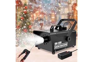 JUOIFIP Snow Machine, 1200W Wireless Remote Control Snow Maker Machine for Outdoors Portable Premium Artificial Snowflake Machines Indoor for Christmas Holidays Parties Birthday Wedding Stage Effect B01