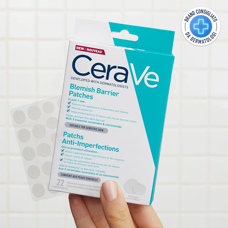 Patches Idrocolloidali Anti Brufoli, Per Pelli a Tendenza Acneica, Trasparenti e Invisibili sulla Pelle, Non lascia segni, Con Niacinamide e 3 Ceramidi Essenziali, 22 Pezzi