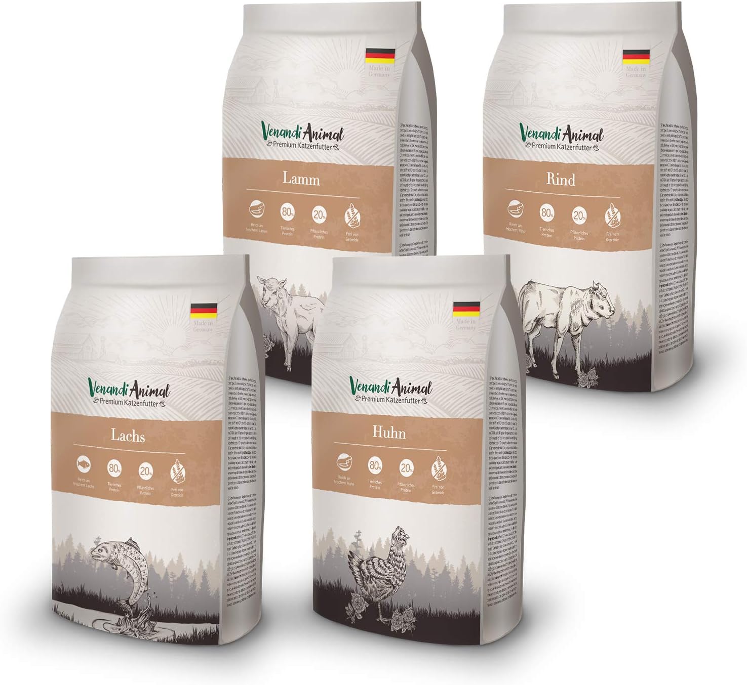 Venandi Animal Premium Dry Cat Food, Tasting Pack Lamb, 4 x 1.5 kg (Pack of 4), Grain-Free with Plenty of Fresh Meat and Fish