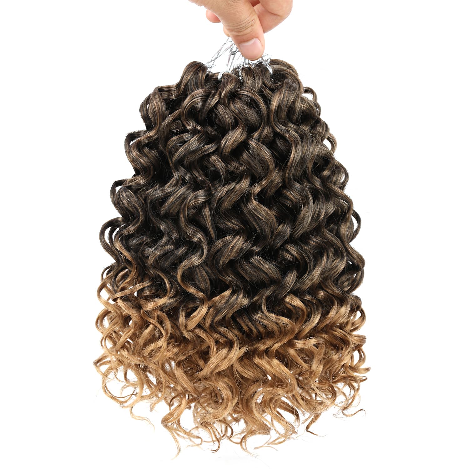 Mscat 8 Packs GoGo Curl Crochet Hair Ombre Water Wave Curly Crochet Hair Deep Wave Beach Curl Crochet Synthetic Hair Extensions — image 1
