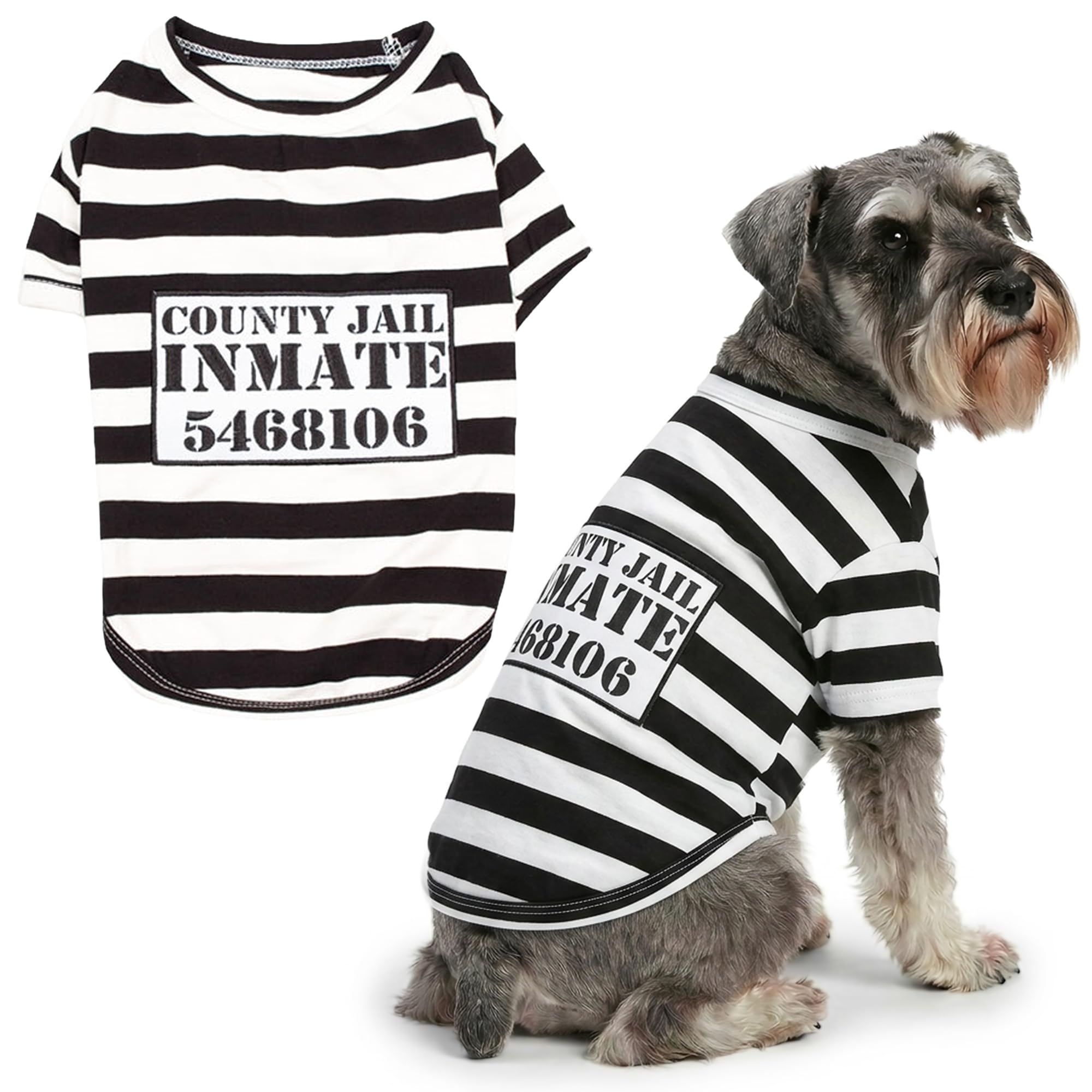 Parisian Pet - Funny Dog Cat Pet Costumes, Shirt Outfits for Halloween - Police, Prisoner, Ketchup, Mustard, Doctor, Firefighter, Sailor, Pirate (Furry Inmate - Prisoner, 2XL)