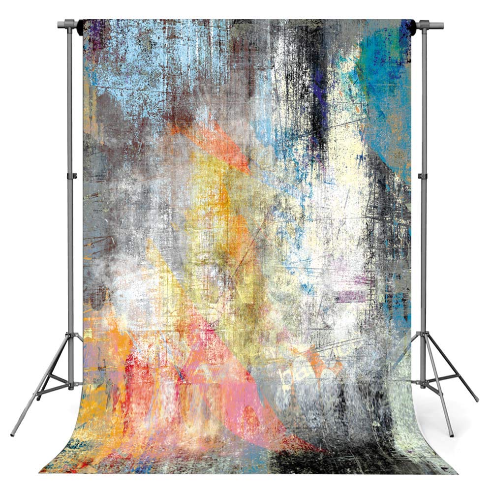 econious 1.5x2.2m Retro Art Colorful Portrait Photography Backdrop, Studio Pro Photo Prop with Rod Pocket — image 1
