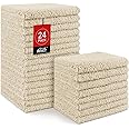 HOMEXCEL Microfiber Washcloths 24 Pack, Highly Absorbent and Soft Face Towel, Multi-Purpose Wash Cloths for Bathroom, Hotel, Spa, Gym, and Kitchen, 12x12 Inch, Brown