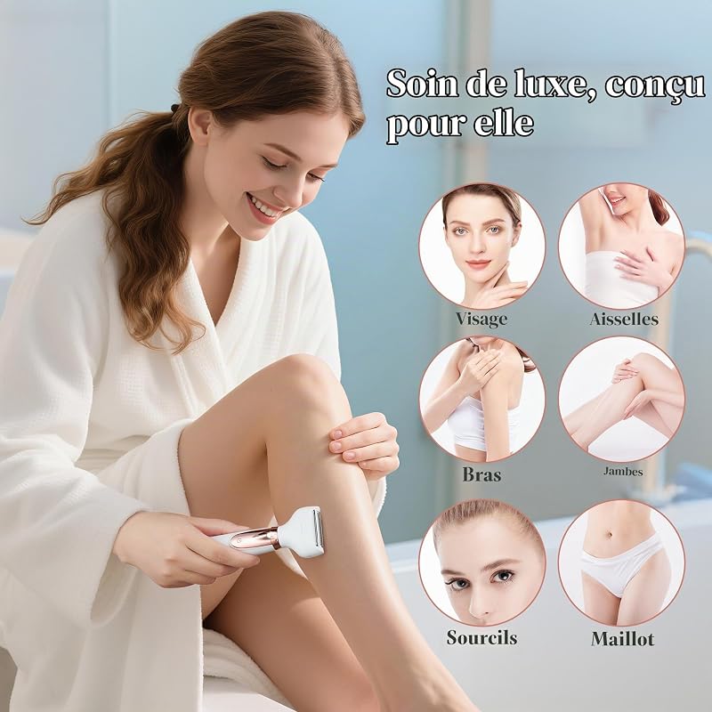 Rasoir électrique 5-en-1 pour femme, kit d'épilation rechargeable, pour le corps, le maillot, le visage, le nez et les sourcils, rasoir sans fil pour femme, QR-8005