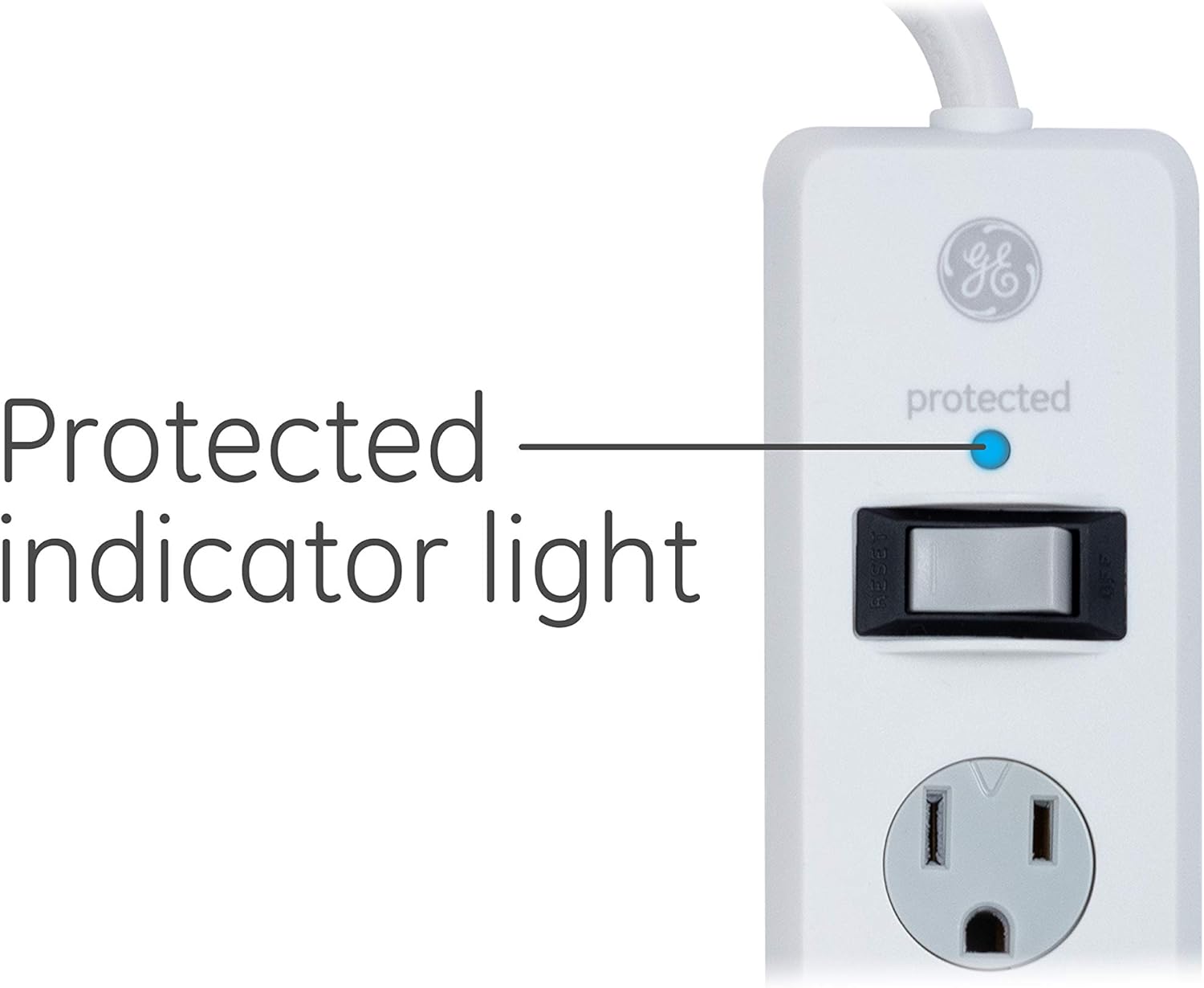 GE 6 Outlet Surge Protector, 10 Ft Extension Cord, Power Strip, 800 Joules, Flat Plug, Twist-to-Close Safety Covers, White, 14092: Home Audio & Theater