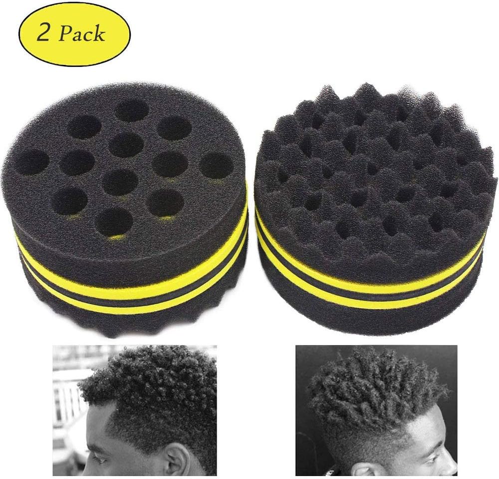 AIR TREE Big Holes Magic Twist Hair Brush,Curl Sponge for Natural Hair,Tornado Locking Afro Curling Coil Comb Two-Side Hair Care Styling Tool (2 Pack)