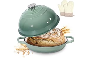 Davivy 5.5QT Sourdough Dutch Oven with Lid, 10" Round Cast Iron Bread Pan with Lid, Enameled Bread Baking Cloche, Dutch Oven 