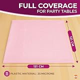 SOL 3pk Pink Plastic Tablecloth 121 x 121cm Heavy Duty Spill Protection view 2