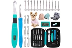 NEZIN 18 Size Light Up Counting Crochet Hook Set, Ergonomic Crochet Hooks to Track Rows and Stitches for Crocheting and Knitting