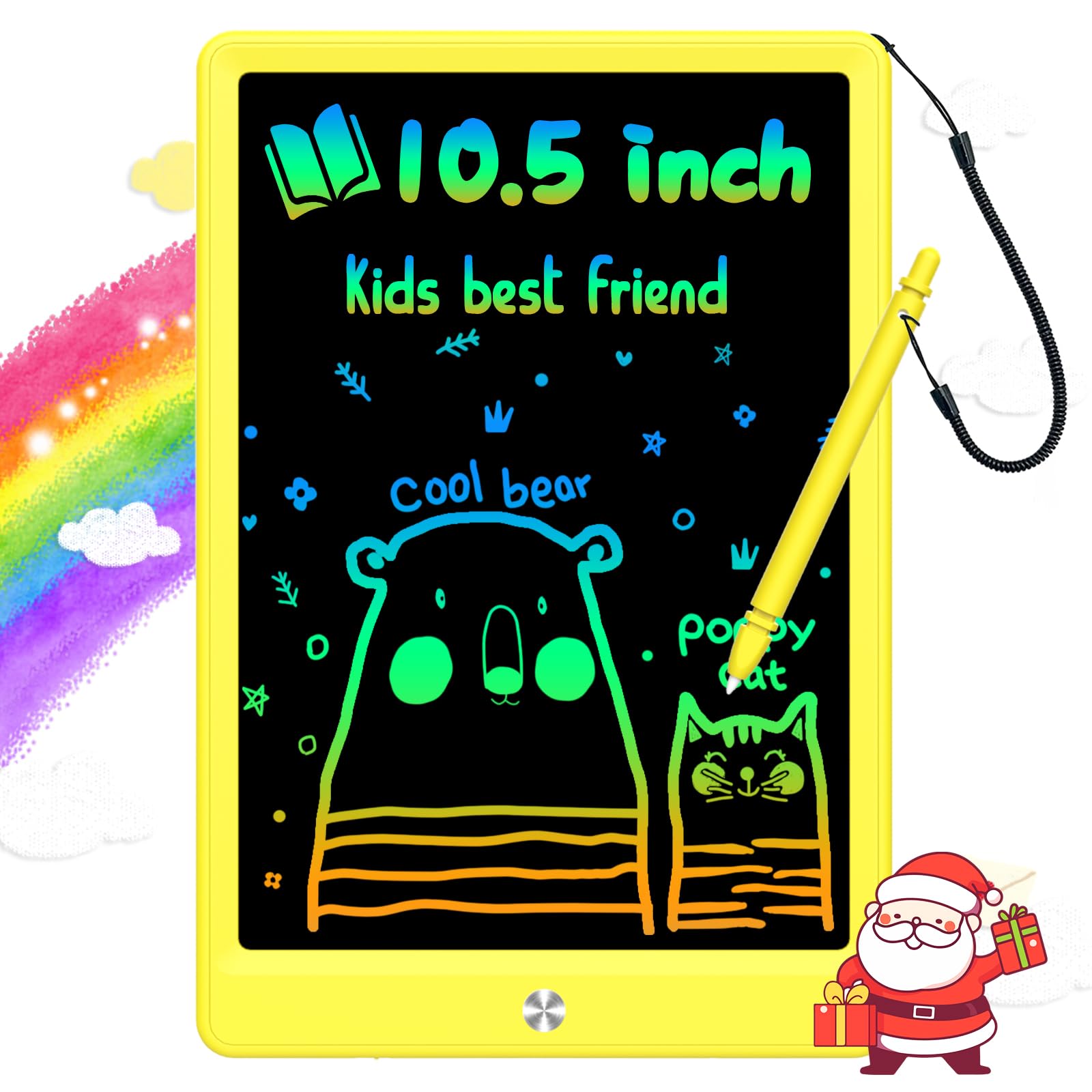 Photo 1 of BUKEBU LCD Writing Tablet Doodle Board,10.5 inch Colorful Drawing Pad,Electronic Drawing Tablet, Drawing Pads,Travel Gifts for Kids Ages 3 4 5 6 7 8 Year Old Girls Boys (Yellow)