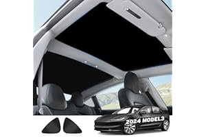 EPLTION 2025 Upgraded Model 3 Highland Roof Sunshades, 2 in 1 Ice Crystal Sunshades for 2024 2025 Refreshed Tesla Model 3 Glass Roof Sunshades with Triangular Sunshades UV/Sun Protection Heat Insulation