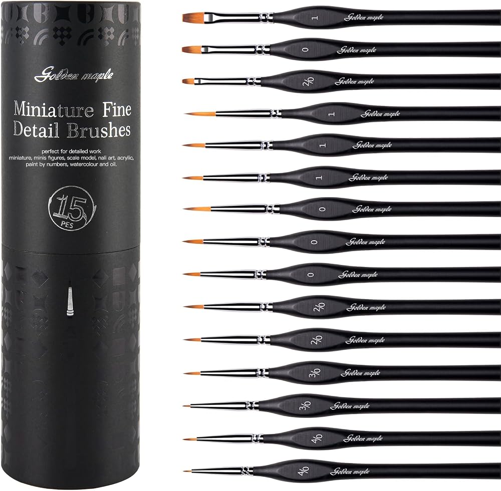 Golden Maple 15PC Miniature Detail Brush Set With Case Black