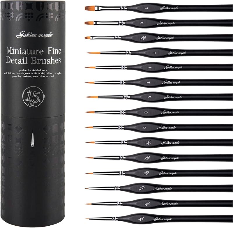 Golden Maple 15PC Miniature Detail Brush Set With Case Black
