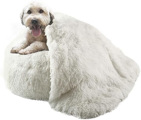 Amazon Com Lochas Washable Fluffy Covered Dog Beds For Small Medium Dogs Cats Up To 40 Lbs Extra Soft And Warm Faux Fur Pet Bed Puppy Cuddler Cushion Cream White 24 X24