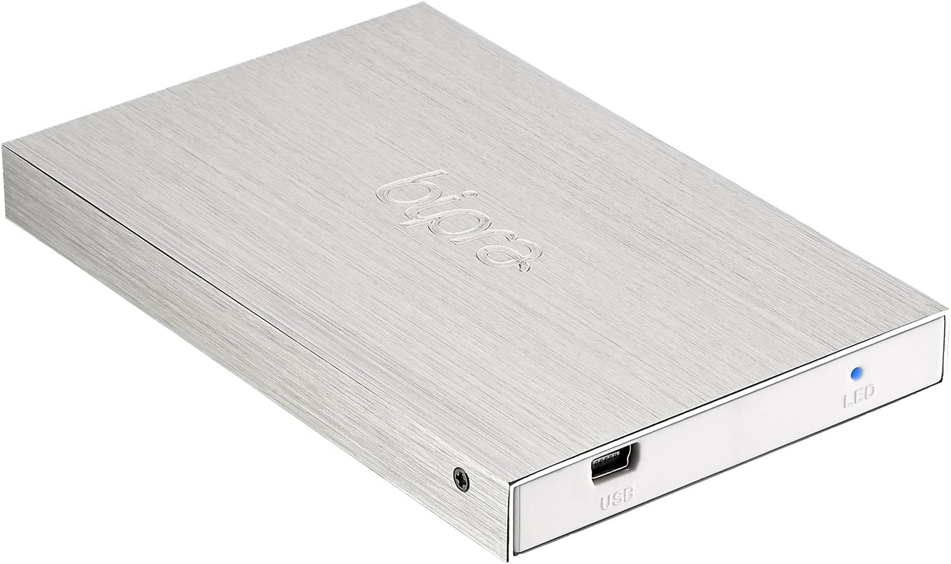 Bipra500GB 500 GB 2.5 External usb 2.0 Pocket Slim Hard Drive - Grey/Silver - FAT32