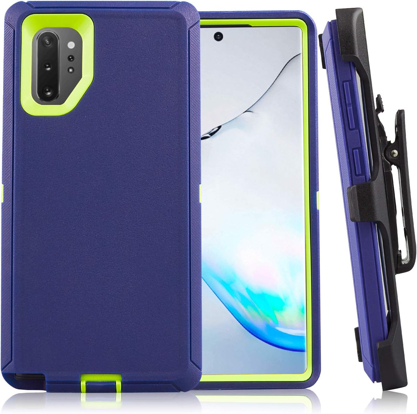 Galaxy Note 10 Plus Case CaseStro Rugged Series for Samsung Galaxy Note 10+ Case Full Cover Heavy Duty Defender Armor 360 Protection [Shock Proof] with Belt Clip Holster and Kickstand (Blue Lime)