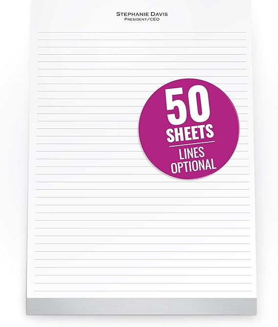 Custom Printed White Notepads 8.5 x 11 inches Colorful