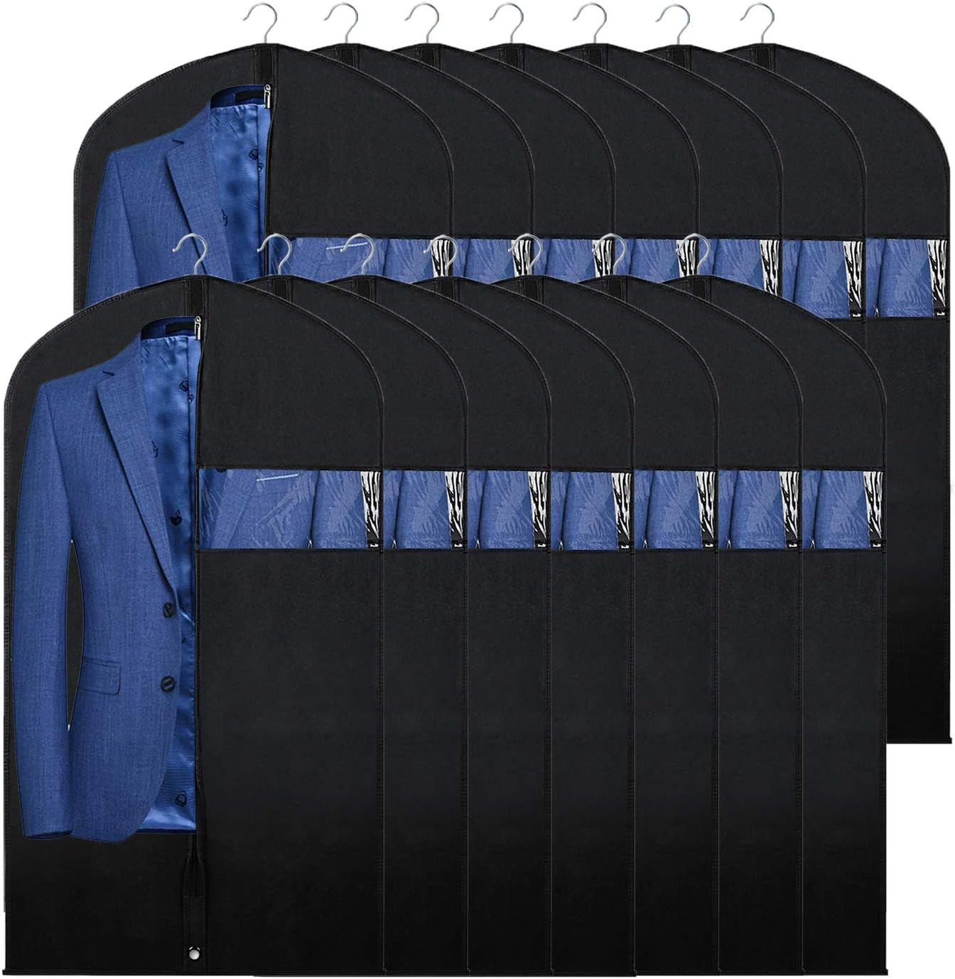 Syeeiex 40 inch Suit Bags for Storage and Travel with Clear Window and ID Card Holder for Suit, Jacket, Skirt, Shirt and Coat, Set of 5: Home & Kitchen