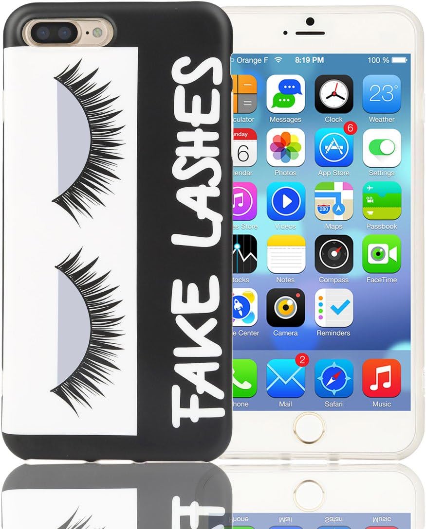 iPhone 7 Plus Case iPhone 8 Plus Case stargoldenbell Anti-Scratch Matte iPhone 8 Plus Case for Girls Soft Flexible TPU Cover Shockproof Full Body Protective Case with Eyelashes for iPhone 7/8 Plus