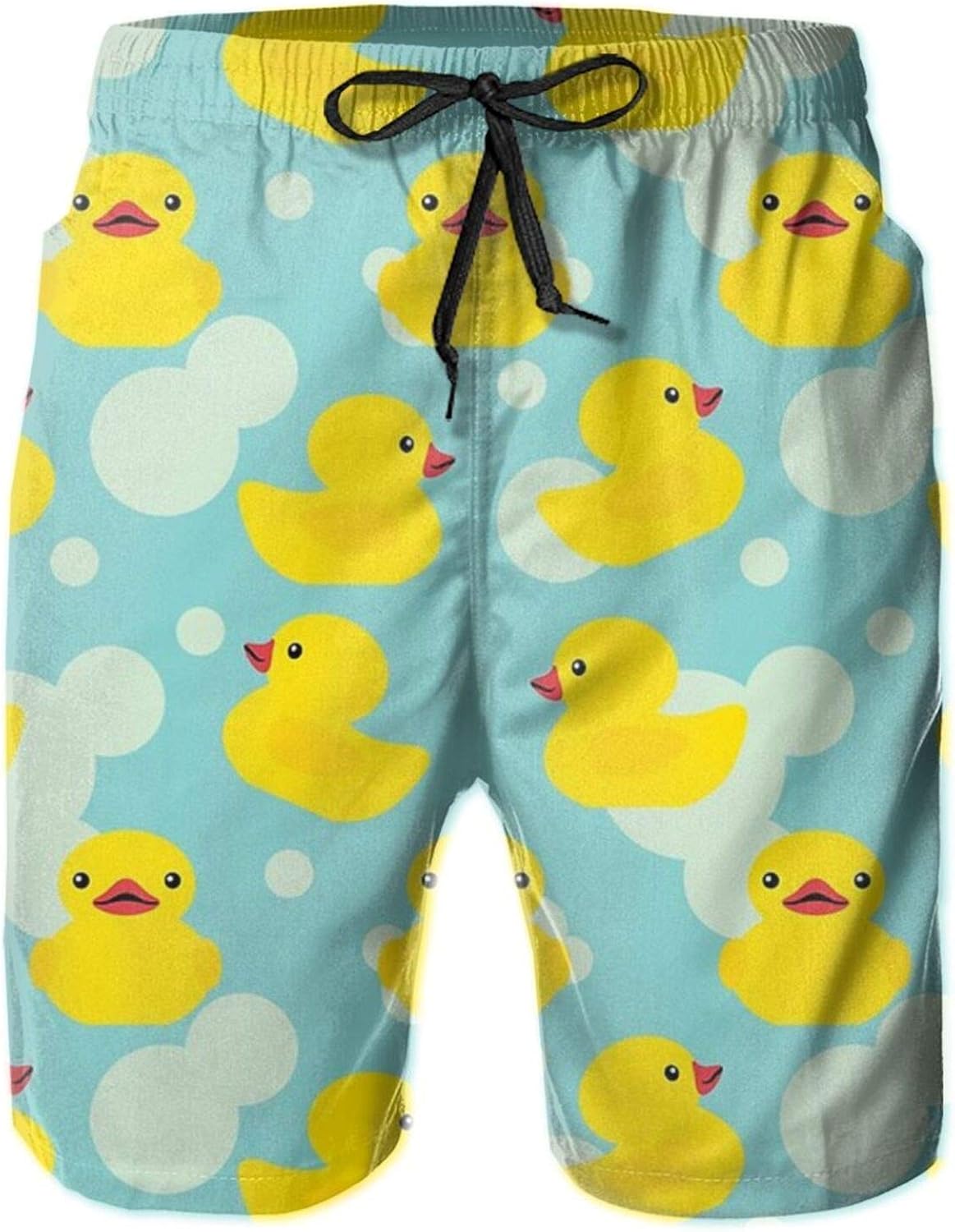Men's Swim Trunks, Shower Yellow Rubber Ducks QuickDry Swim Trunk