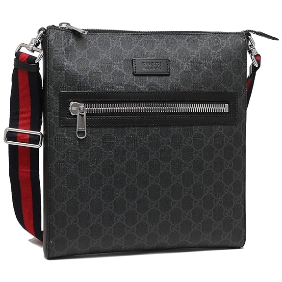 Amazon [グッチ]ショルダーバッグ メンズ GUCCI 474137 K5RLN 1095 ブラック グレー レッド [並行輸入品