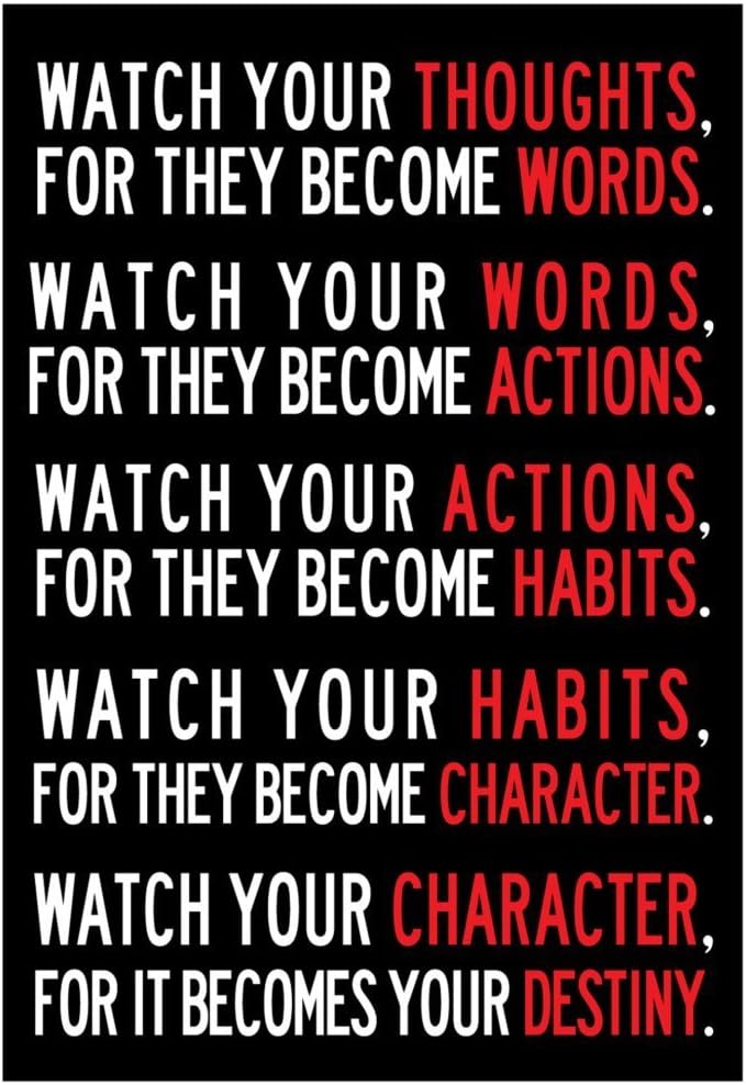 Watch Your Thoughts Motivational Poster Wall Sticker Size 20x30 Inch (50cmx75cm)