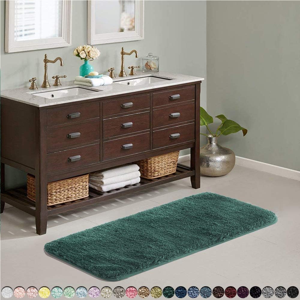 Suchtale Large Bathroom Rug Extra Soft and Absorbent Shaggy Bathroom Mat (24 x 60, Hunter Green) Machine Washable Microfiber Bath Mat for Bathroom, Non Slip Bath Mat, Bathroom Floor Mats Rubber Back