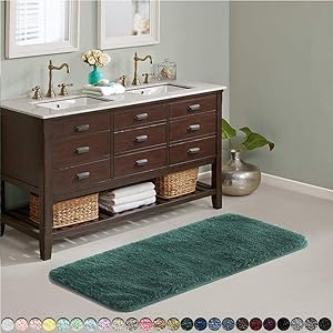 Suchtale Large Bathroom Rug Extra Soft and Absorbent Shaggy Bathroom Mat (24 x 60, Hunter Green) Machine Washable Microfiber Bath Mat for Bathroom, Non Slip Bath Mat, Bathroom Floor Mats Rubber Back