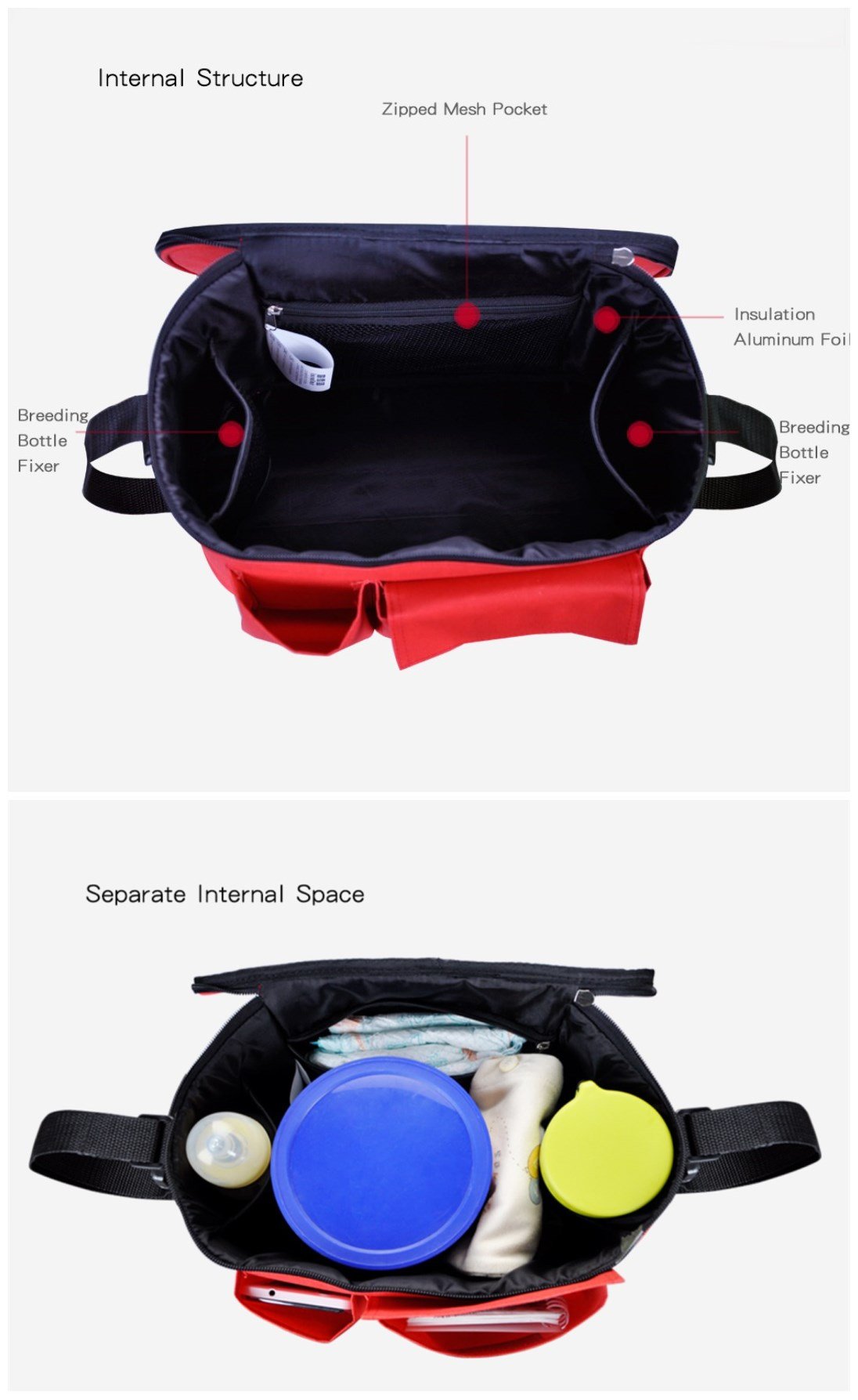 Stroller Organizer Bag for Smart Moms, Baby Diaper Bag with Removable Shoulder Straps, Hanging Storage Bag Fits All Strollers, Extra-Large Storage Space