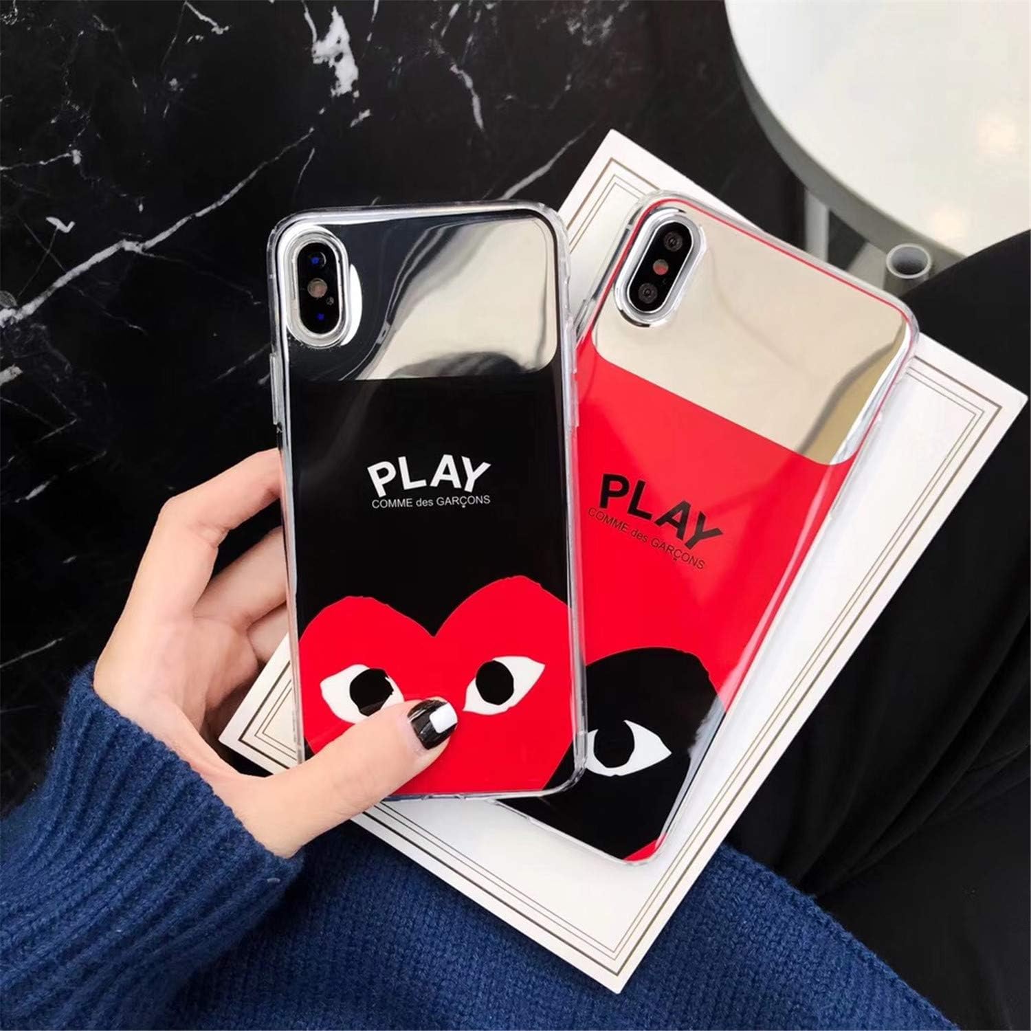Amazon Cdg Play Comme Des Garcons メイクアップミラー シリコン電話ケースカバー Iphone用 For Iphone 6 6s レッド ケース カバー 通販