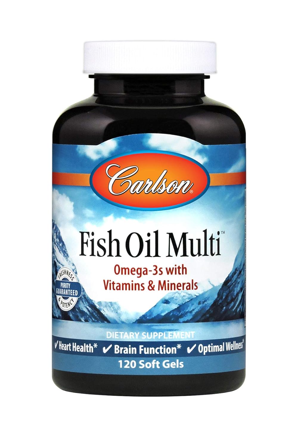 Carlson - Fish Oil Multi, Omega-3s with Vitamins & Minerals, Heart Health, Brain Function & Optimal Wellness, 120 soft gels