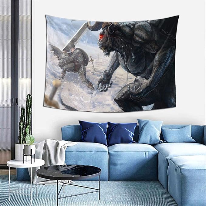 Amazon Co Jp ベルセルク 三浦 建太郎 ガッツ キャスカ グリフィス タペストリー 毛布 おしゃれ 壁掛け 大判 ファブリック 装飾用品 布ポスター 装飾布 多機能 布ポスター お店 部屋飾り 廊下玄関 固定釘付き 掛ける絵 人気 アニメギフト 152 102cm ホーム キッチン