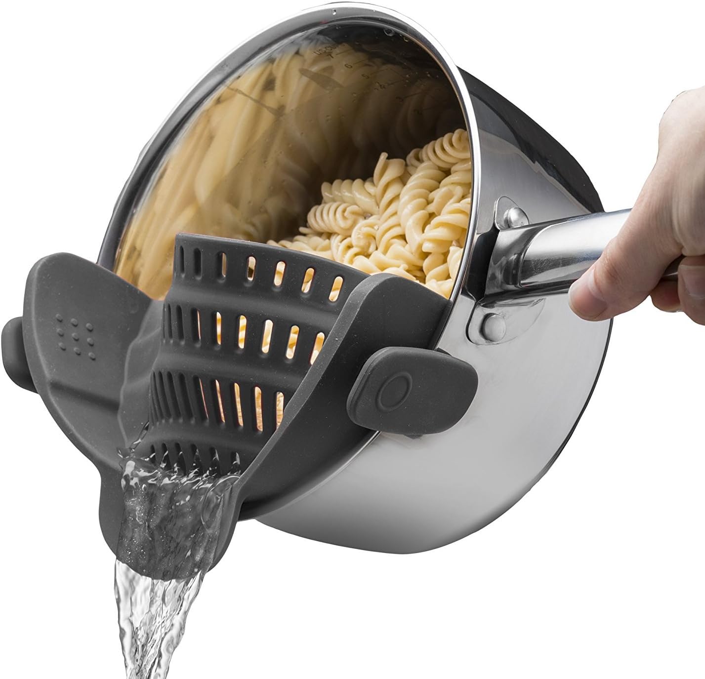 Silicone Food Strainer Snap'n Strainer Colander by MARCHY No-hands No-Fuss Clip-On Strainer. Fits all Pot Sizes