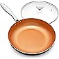 MICHELANGELO Frying Pan with Lid, Nonstick 8 Inch Frying Pan with Ceramic Titanium Coating, Copper Frying Pan with Lid…