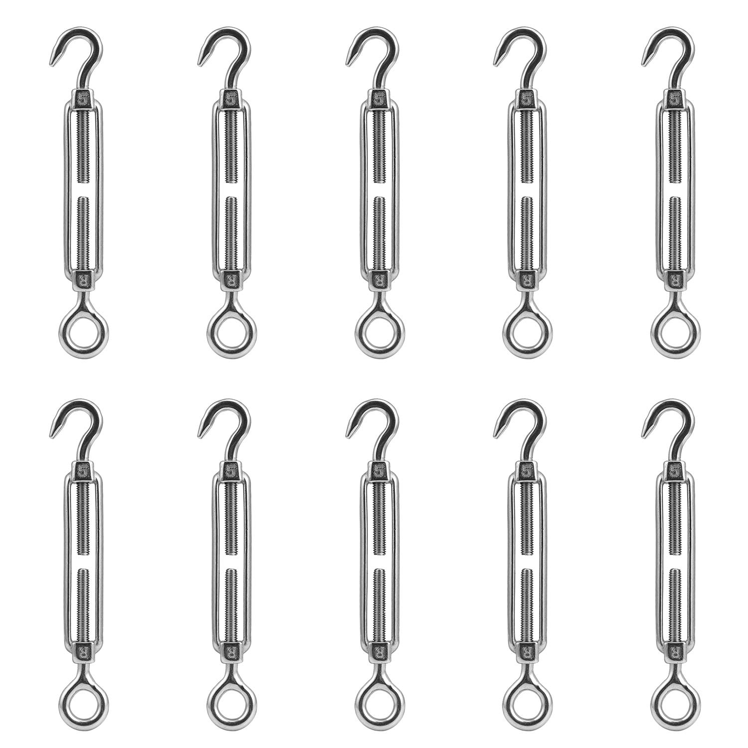 HSEAMALL 10 Pieces M5 Turnbuckle Wire Tensioner Stainless Steel