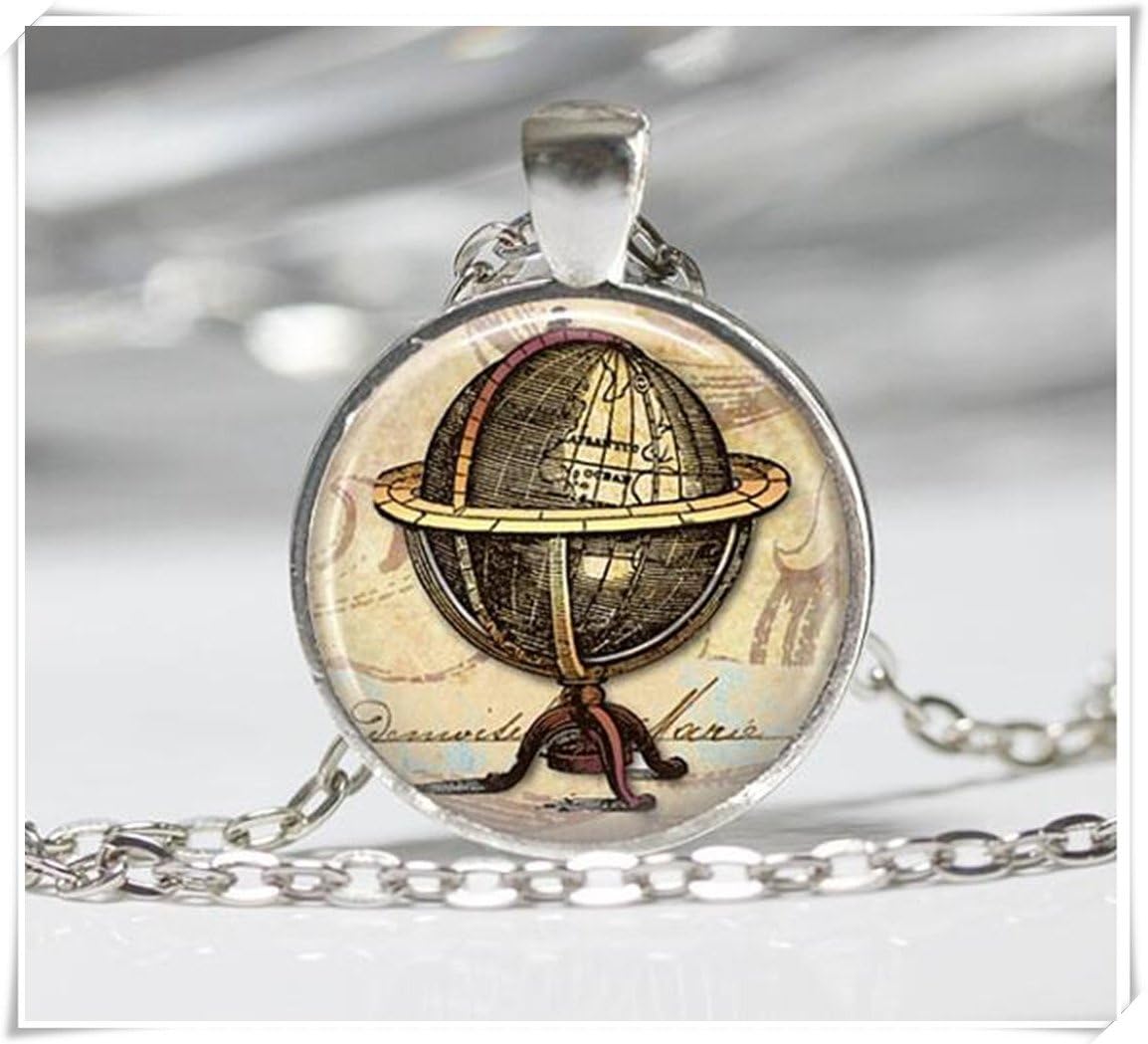 Globe Necklace Steampunk Jewelry Steampunk Map Necklace