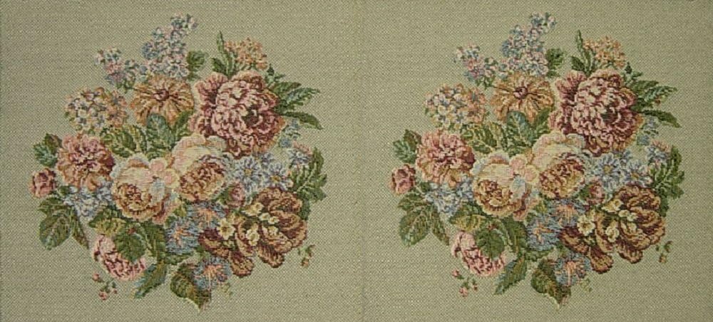 Double Peony Flower Bouquet Authentic Italian Tapestry (CREME)